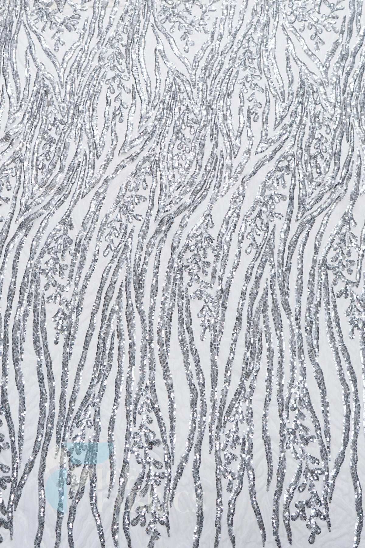 Wild Vine 4 Way Stretch Sequin Fabric on Mesh
