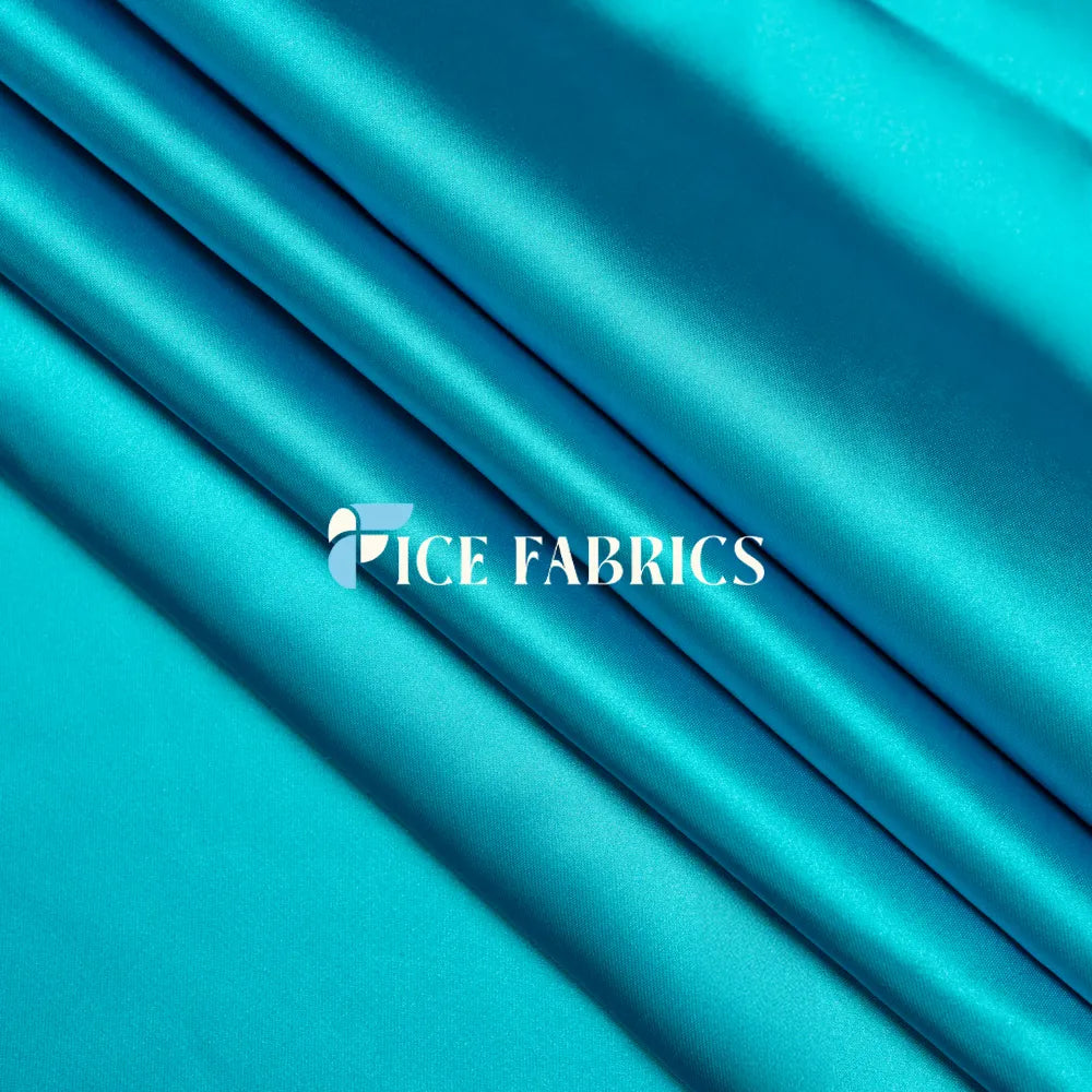 Sky Turquoise Luxury Silk Stretch Satin Fabric