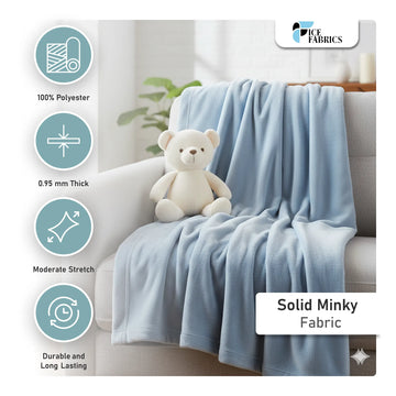 Light Blue Soft and Snuggly Solid Minky Fabric By The Yard | NivaraSof