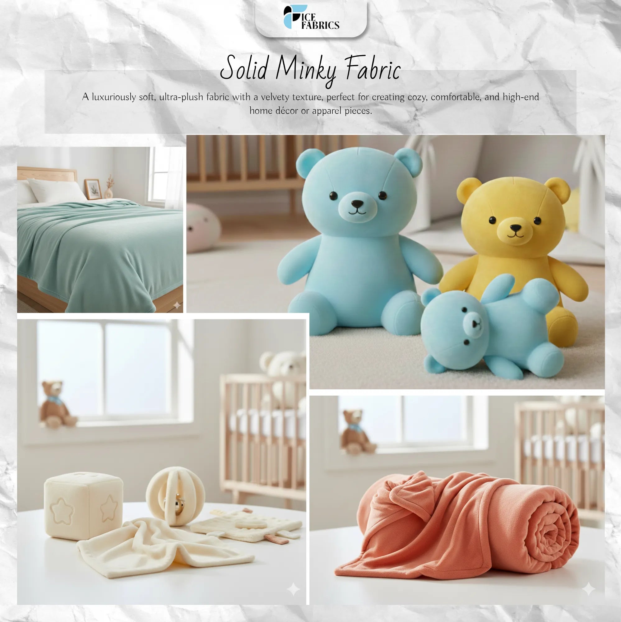 Soft and Snuggly Minky Fabric 3 mm Pile Sold By The Yard