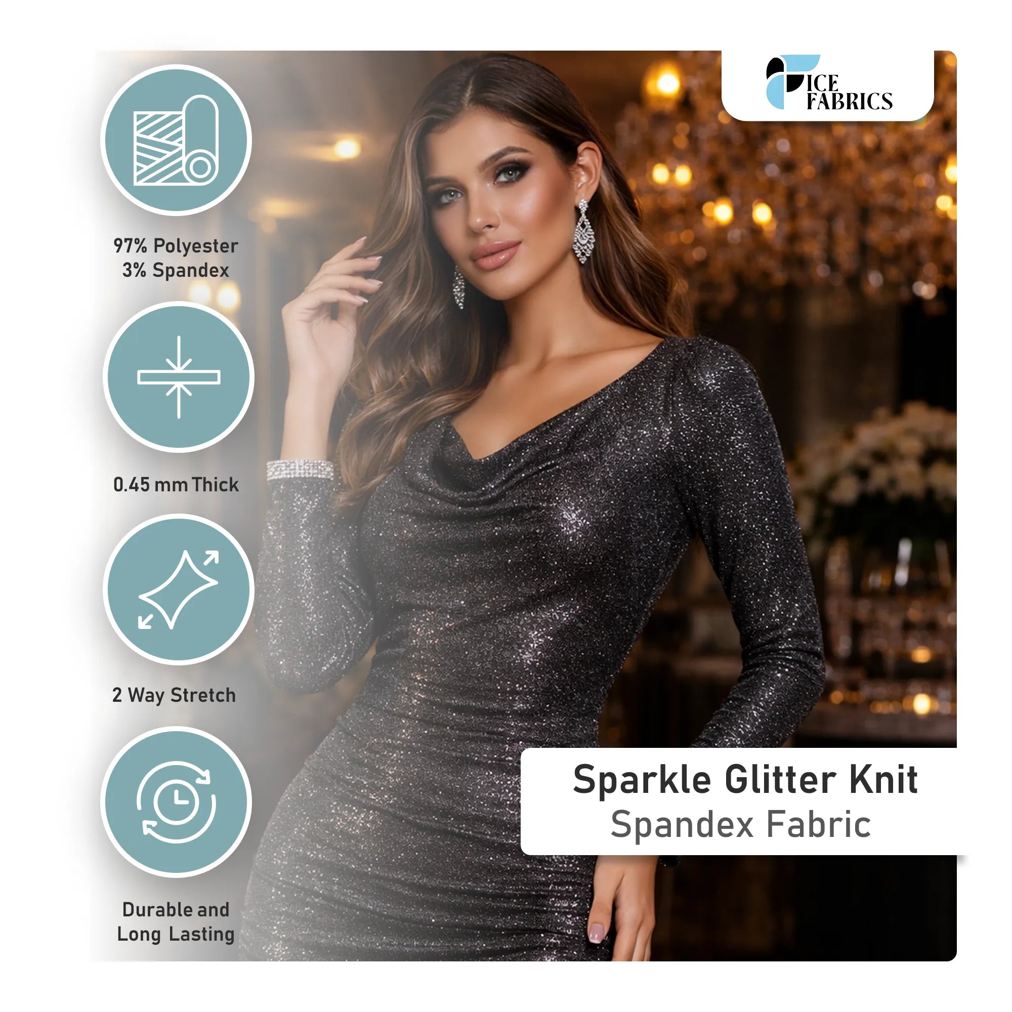 Lurex Sparkle Glitter Knit Spandex Fabric