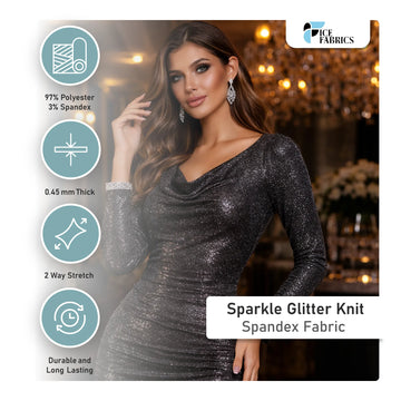 Black Lurex Sparkle Glitter Knit Spandex Fabric