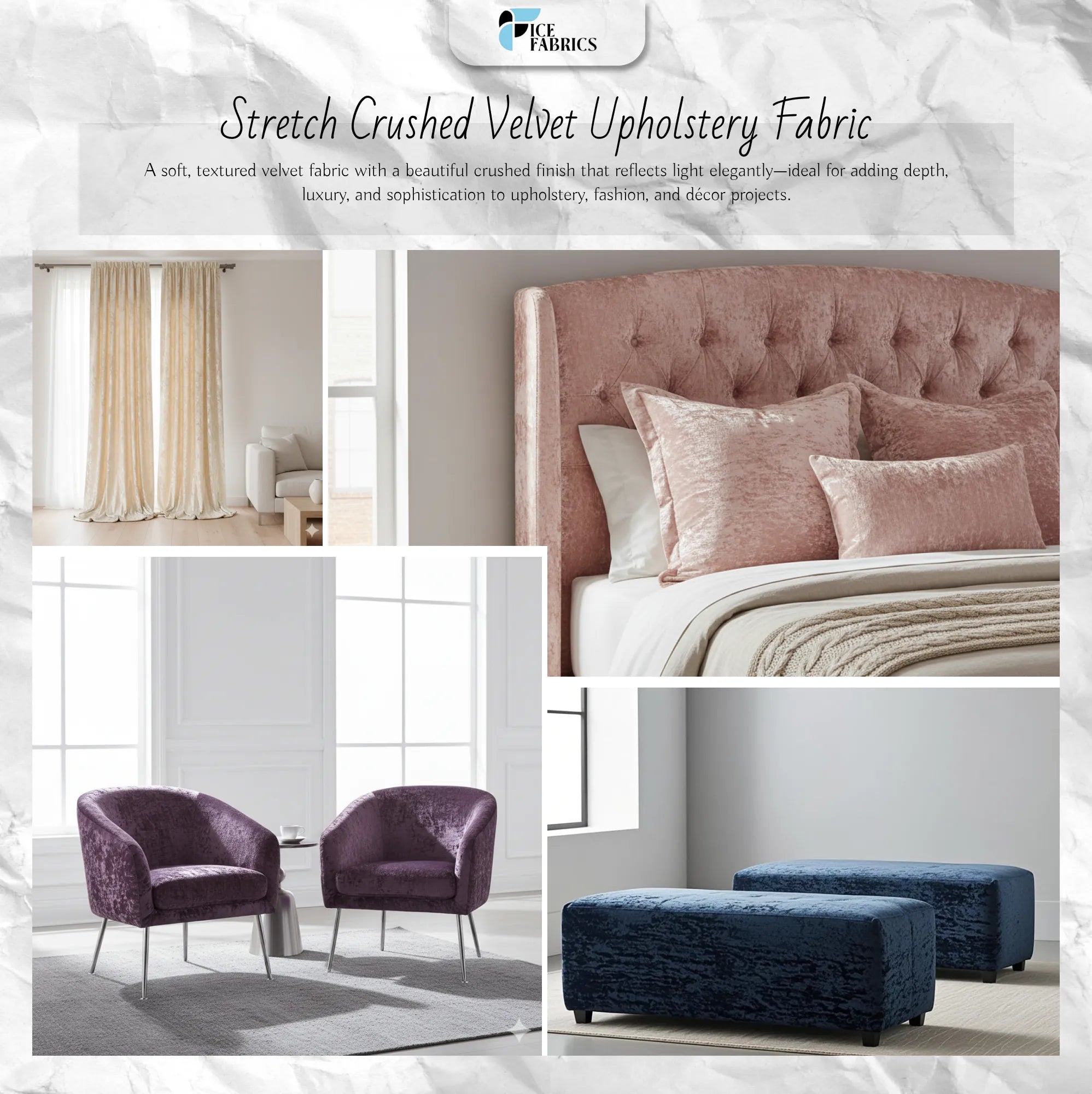 Stretch Crushed Velvet Upholstery Fabric Usecase