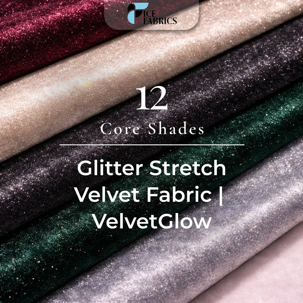 Shiny Glitter Stretch Velvet Spandex Fabric