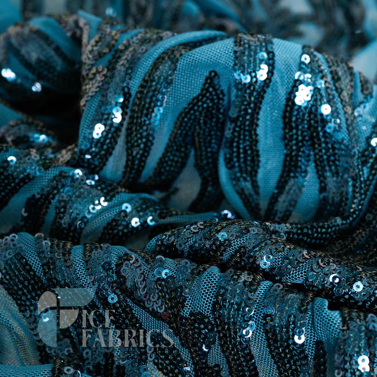 Wild Vine 4 Way Stretch Sequin Fabric on Mesh