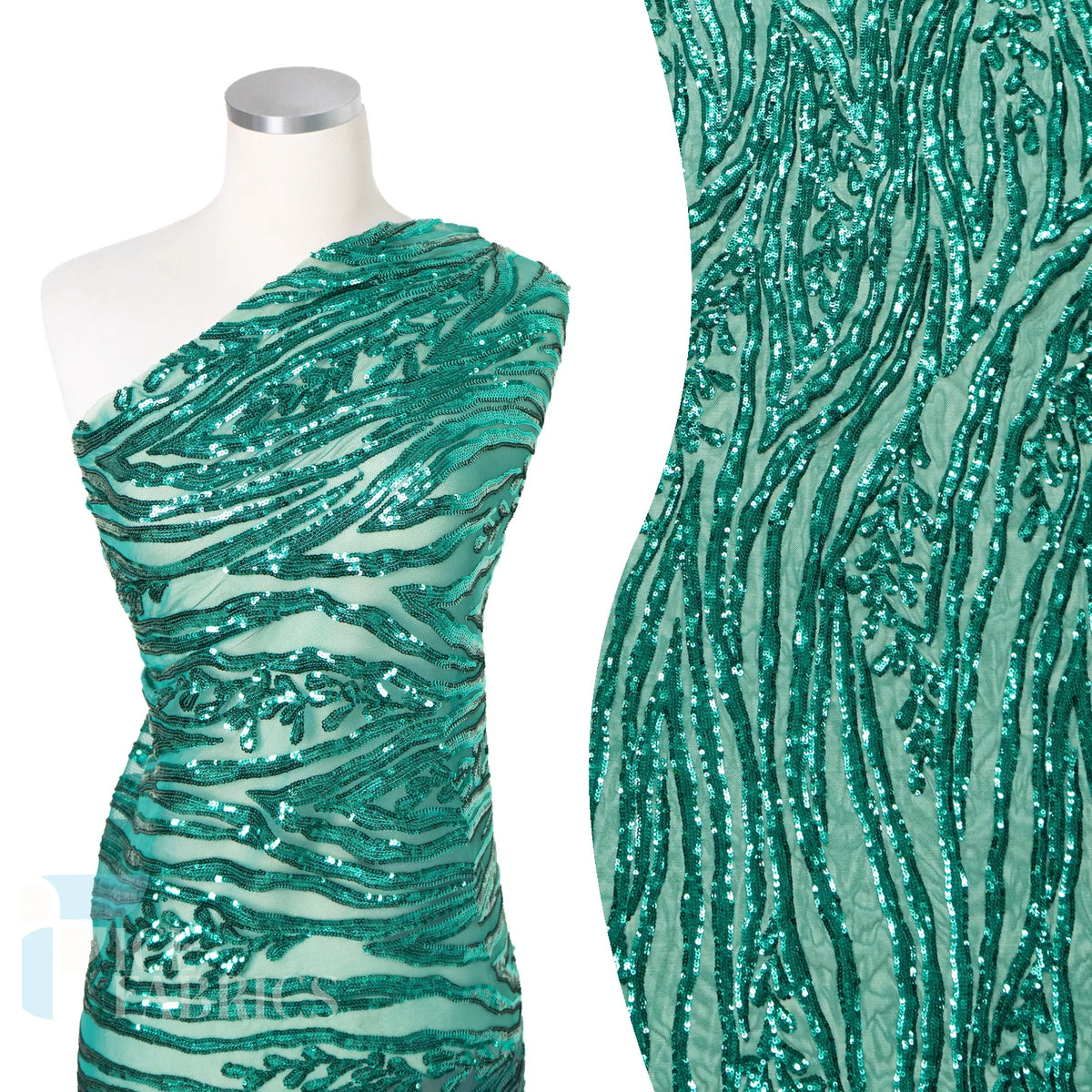 Wild Vine 4 Way Stretch Sequin Fabric on Mesh