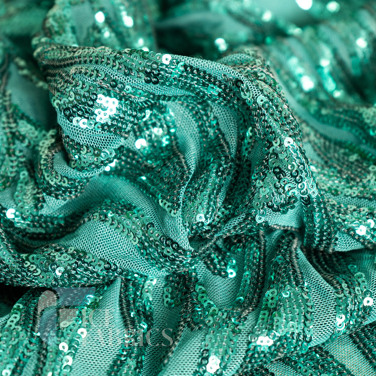 Wild Vine 4 Way Stretch Sequin Fabric on Mesh