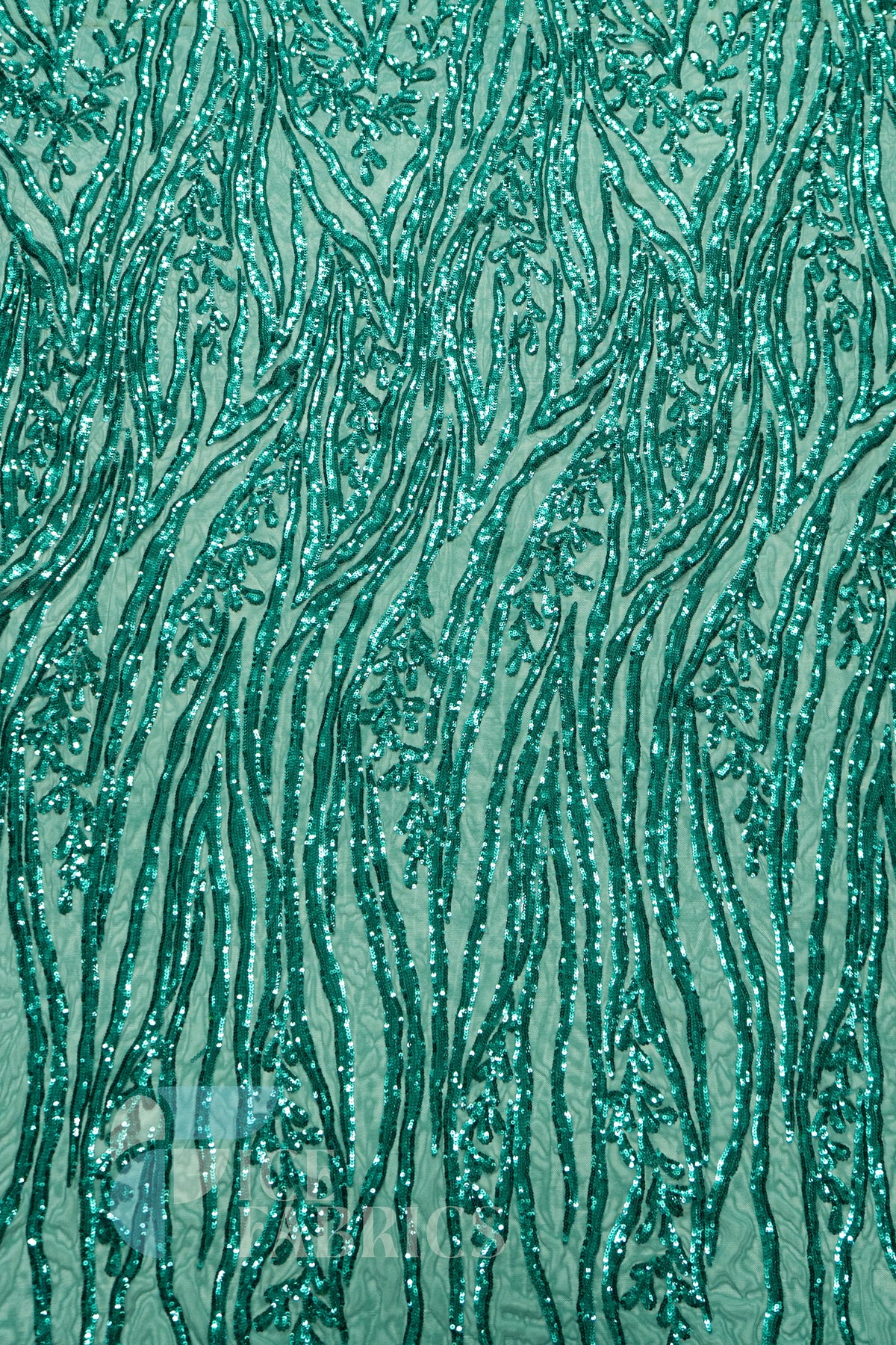 Wild Vine 4 Way Stretch Sequin Fabric on Mesh
