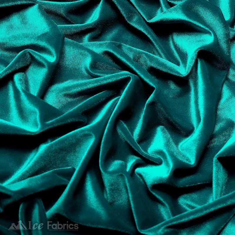 Teal Soft and Smooth Stretch Velvet Upholstery Fabric