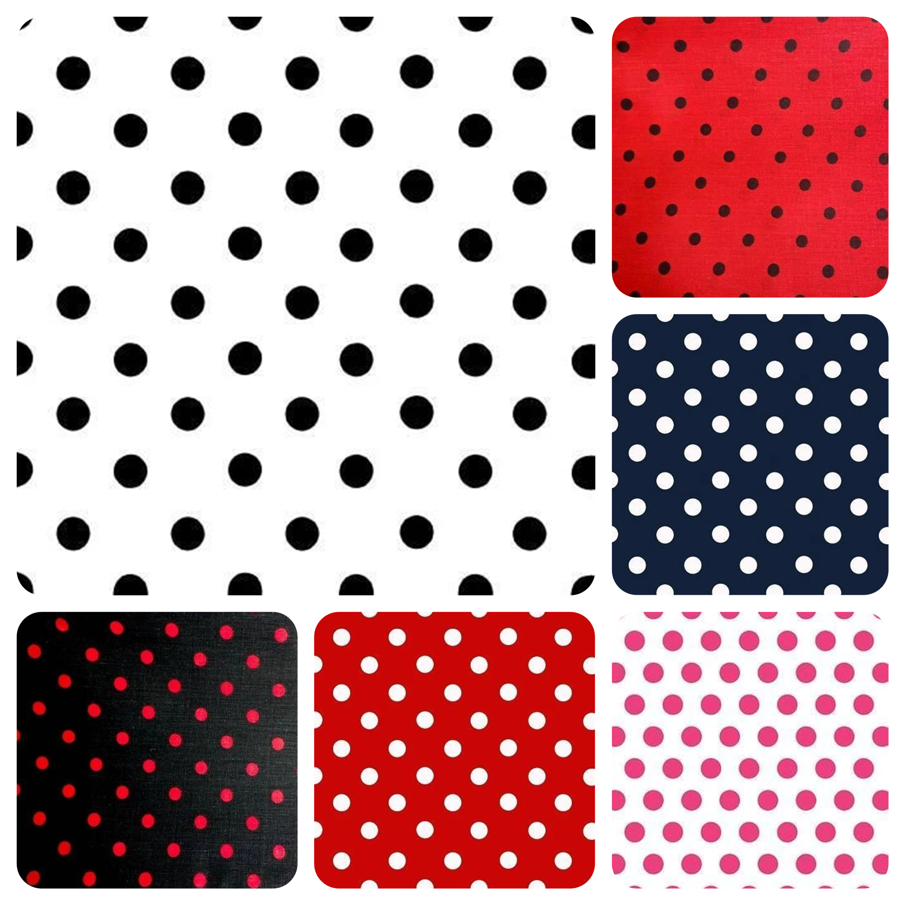 1/2" Polka Dot/Spot Poly Cotton Fabric By the YardCotton FabricICEFABRICICE FABRICSWhite Dot on Black11/2" Polka Dot/Spot Poly Cotton Fabric By the Yard ICEFABRIC