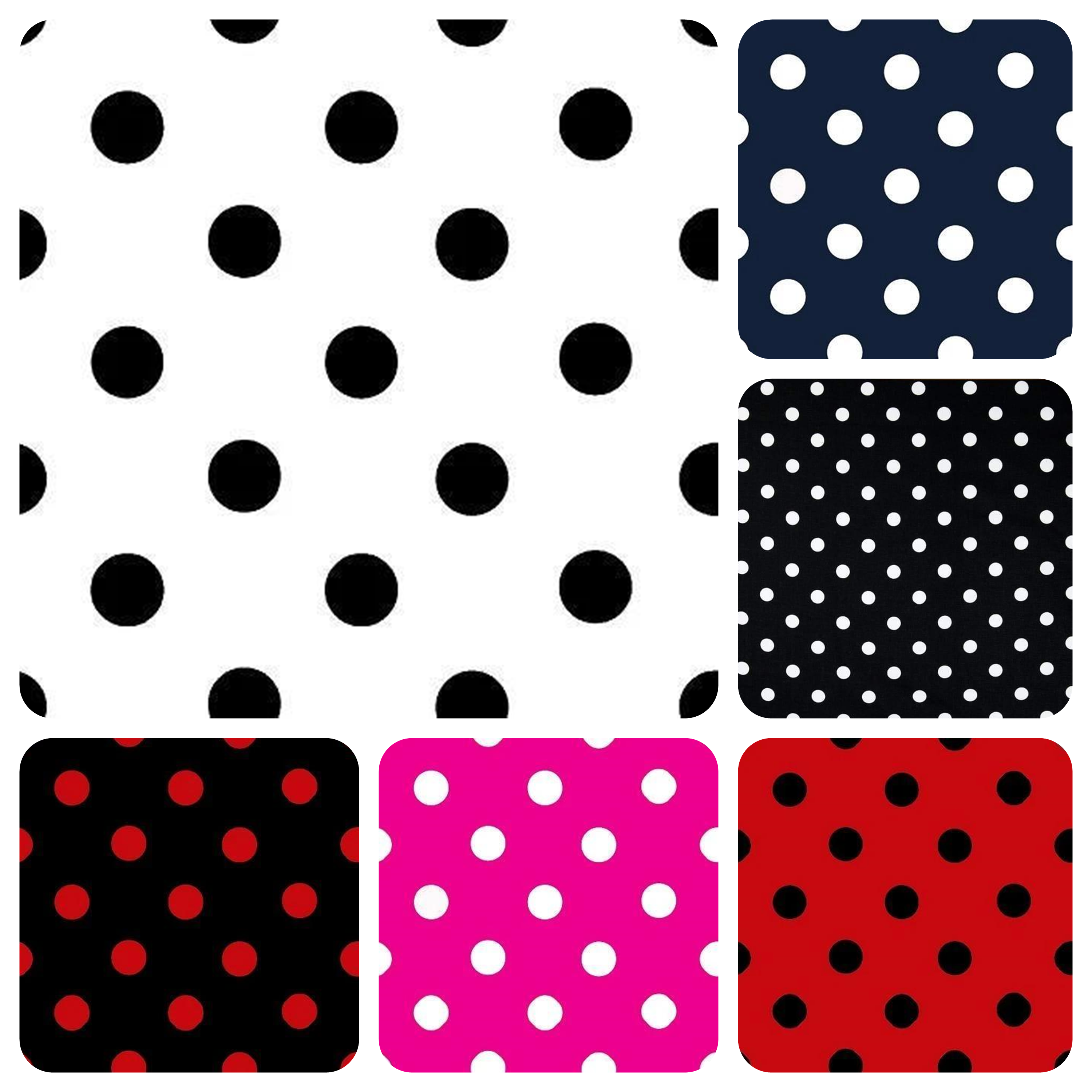 1-Inch Polka Dot/Spot Poly Cotton Fabric By The YardCotton FabricICEFABRICICE FABRICSWhite Dot on Black11-Inch Polka Dot/Spot Poly Cotton Fabric By The Yard ICEFABRIC