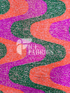 Lavender / Green / Neon Orange on Nude