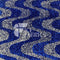 Wavy Royal Silver on Blue Stretch Velvet Sequin Fabric