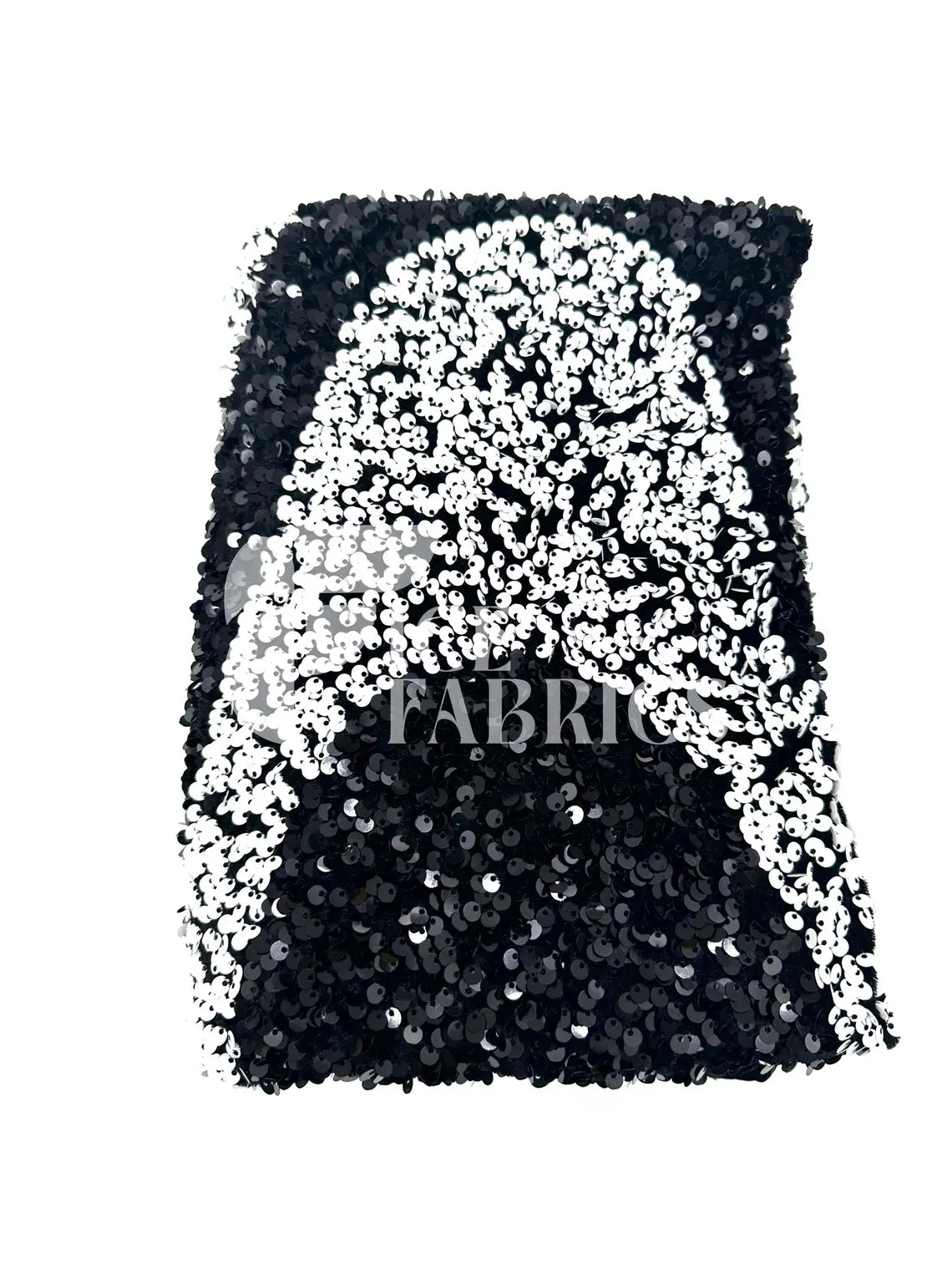 Wavy White Black on Black Stretch Velvet Sequin Fabric