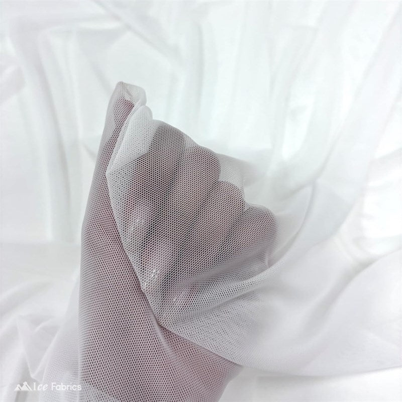 White 4 Way Stretch Nylon Spandex Power Mesh Fabric