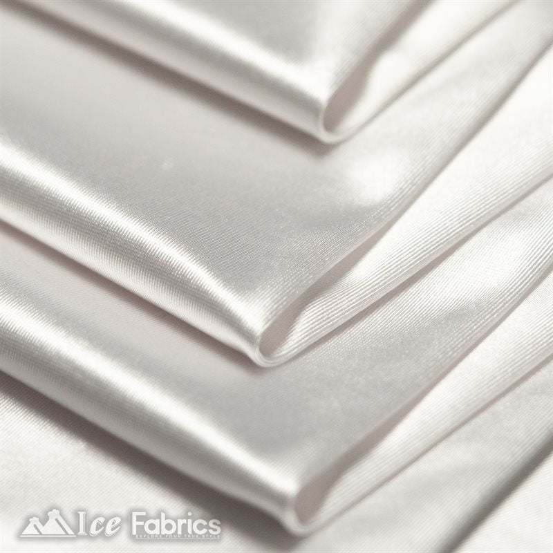4 Way Stretch Silky Satin Wholesale Fabric By The Roll (20 Yards ) ICE FABRICS |White