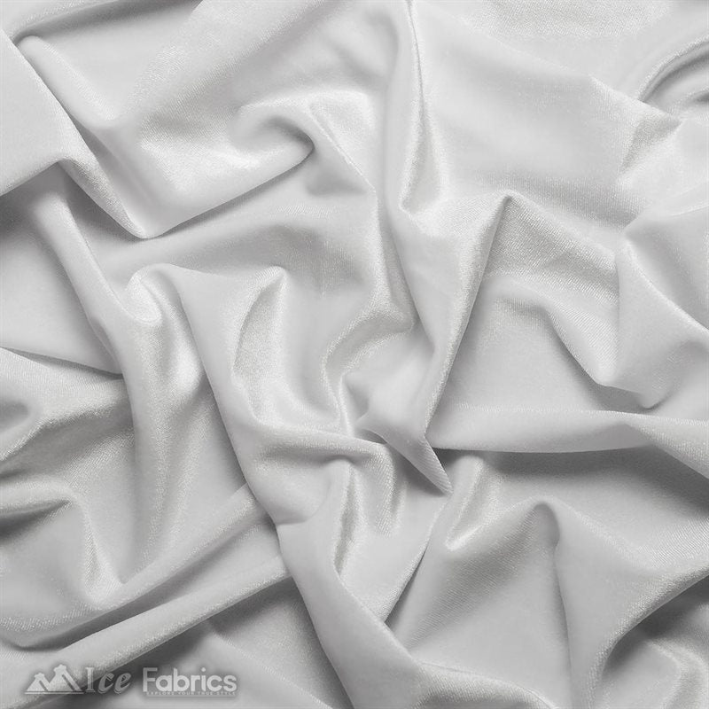 Ice Fabrics Stretch Velvet Fabric Soft and Smooth ICE FABRICS White