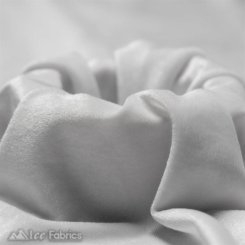 Ice Fabrics Stretch Velvet Fabric Soft and Smooth ICE FABRICS White