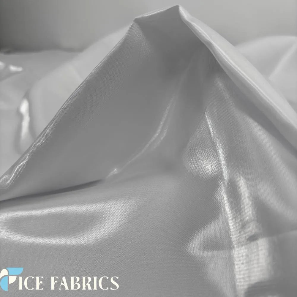 White Reflective Liquid Crystal Silky Satin Fabric