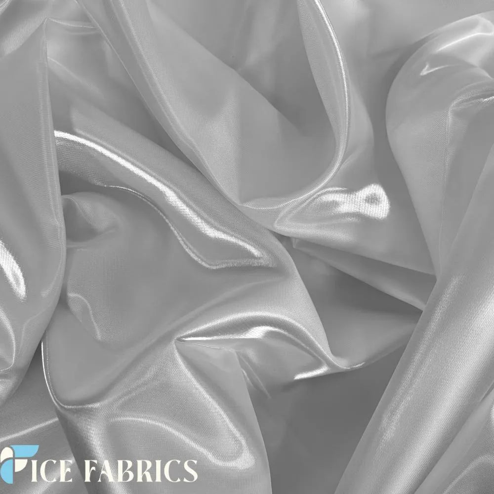 White Reflective Liquid Crystal Silky Satin Fabric