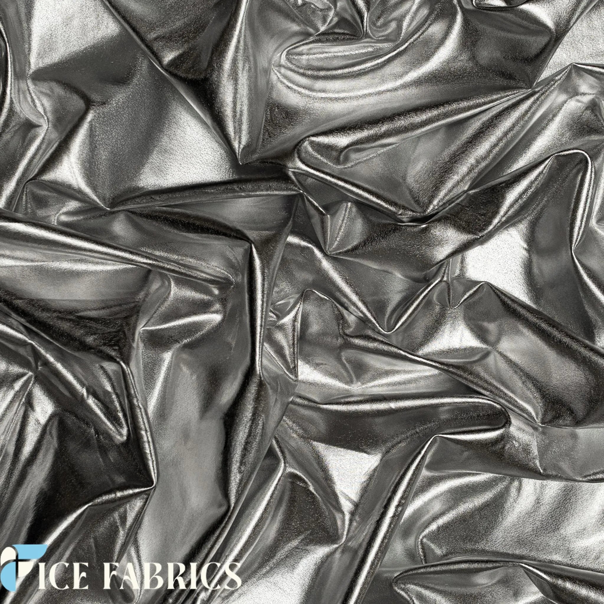 White Silver 4 Way Stretch Shiny Spandex Fabric 