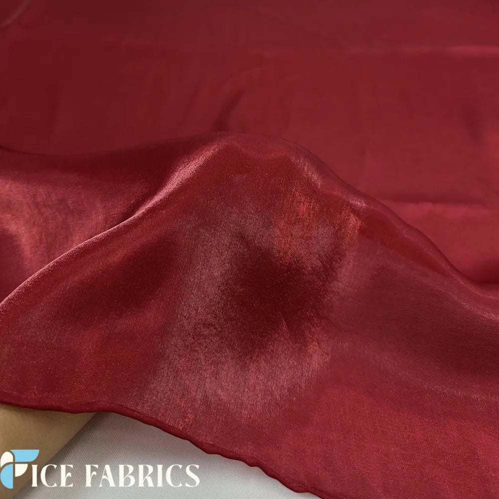 Wine Red Crystal Reflective Liquid Sheer Chiffon Fabric by the yard