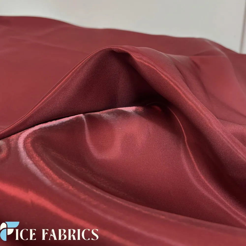 Wine Red Reflective Liquid Crystal Silky Satin Fabric