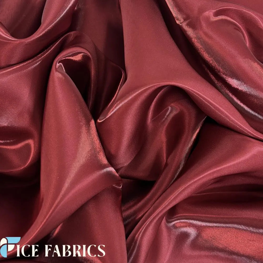 Wine Red Reflective Liquid Crystal Silky Satin Fabric