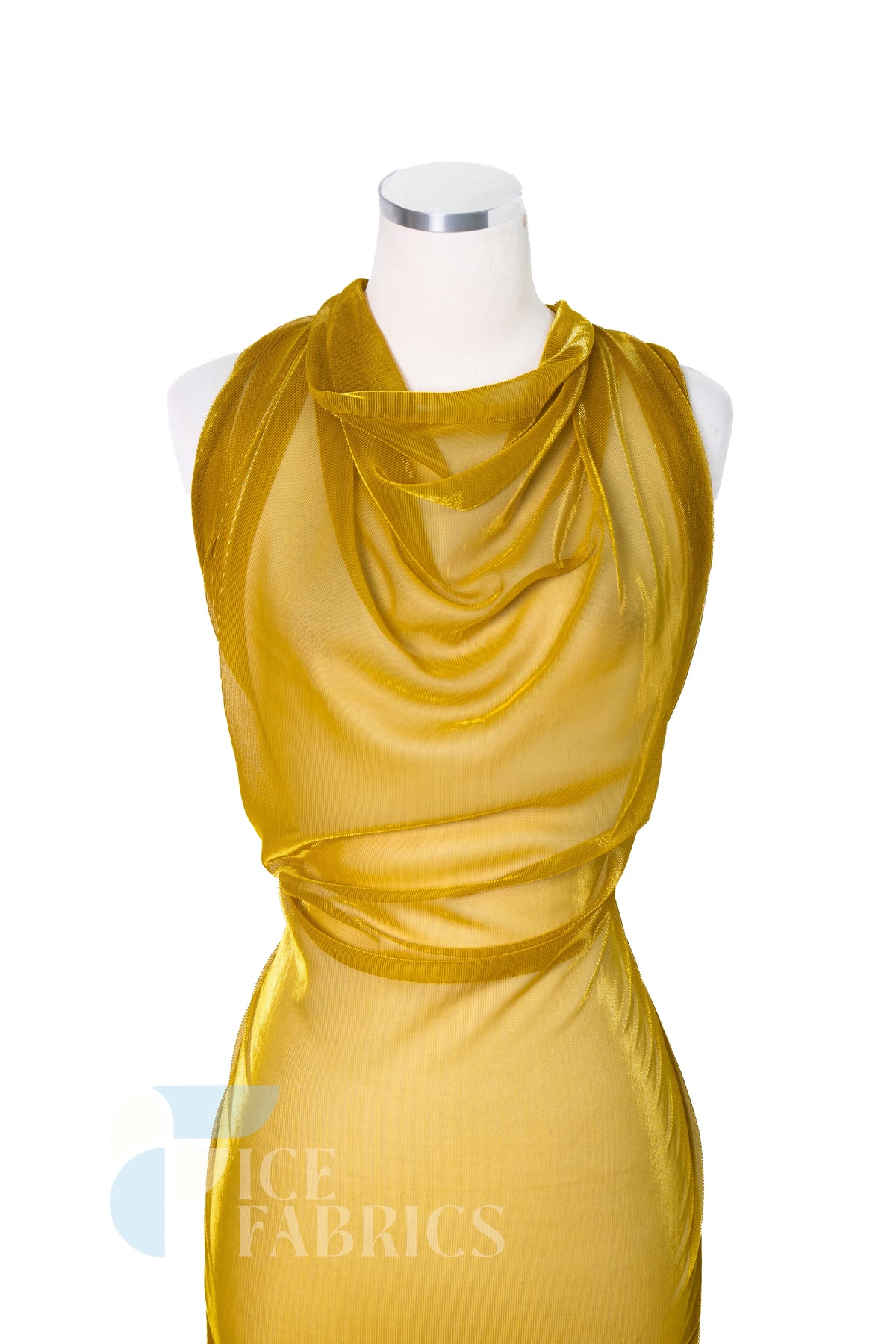 Shimmery Reflective Metallic Mesh Fabric