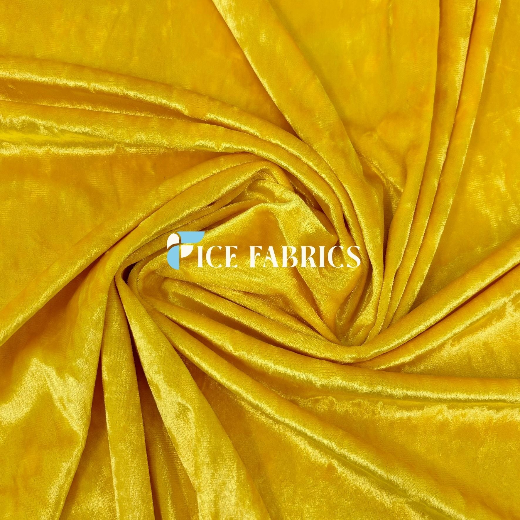 Yellow Stretch Crushed Velvet Fabric | Buy Velvet Fabric