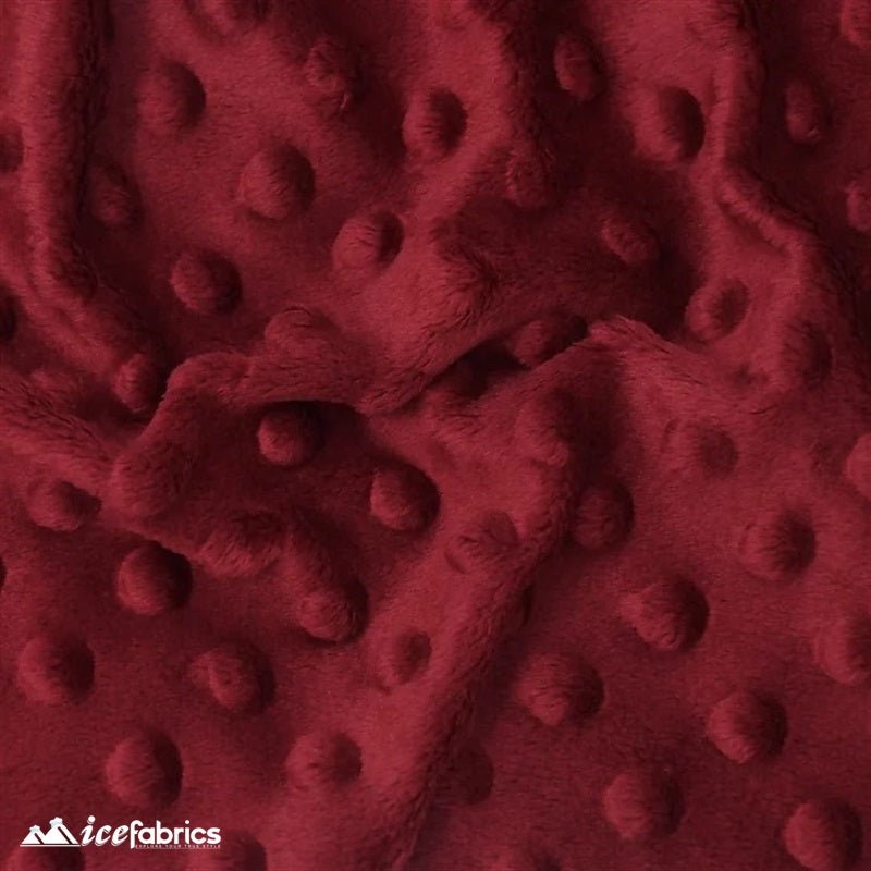 Burgundy Dot Bubble Minky Fabric by the Yard