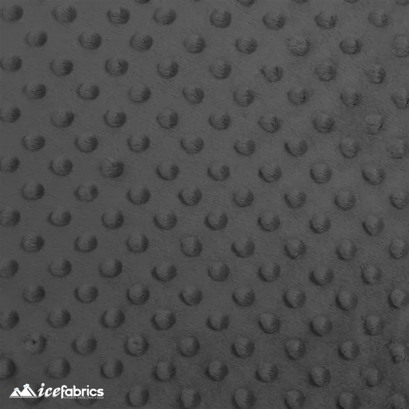 Charcoal Grey Dot Bubble Minky Fabric by the Yard