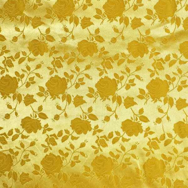 GOLD Brocade Floral Fabric By The Yard – 110" Wide Upholstery & Drapery Material