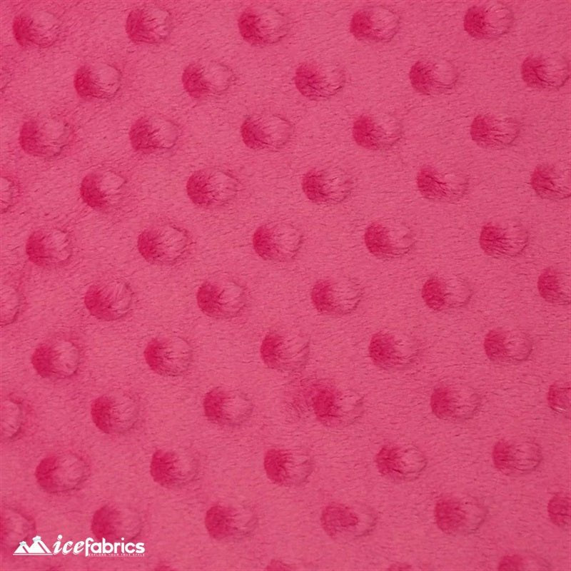 Hot Pink Dot Bubble Minky Fabric by the Yard