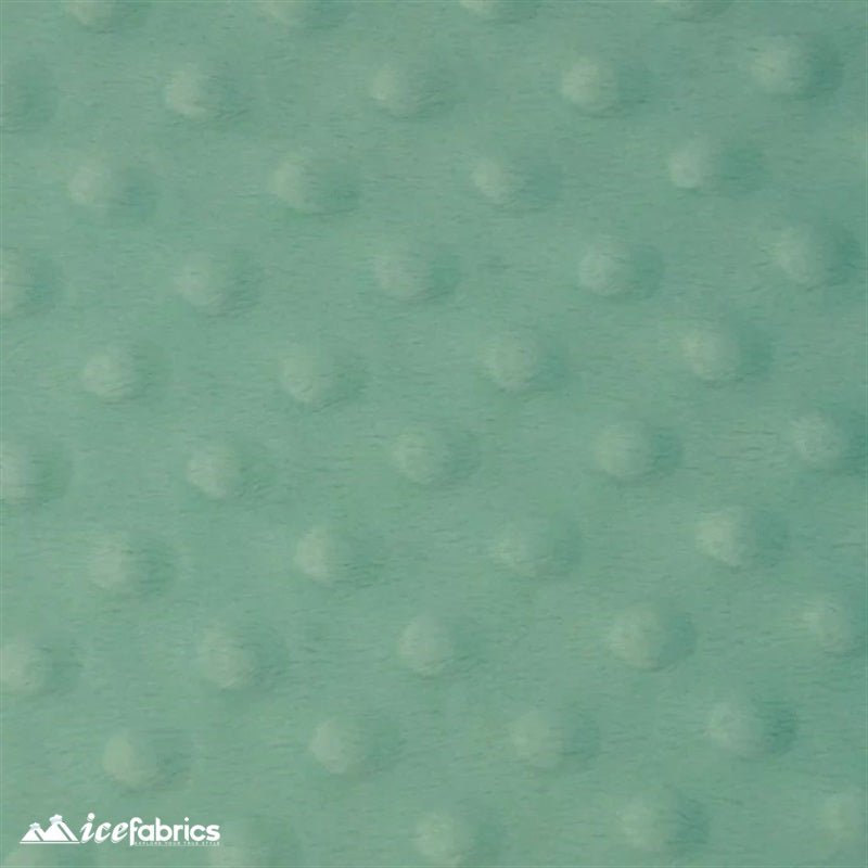 Icy Mint Dot Bubble Minky Fabric by the Yard