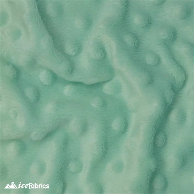 Icy Mint Dot Bubble Minky Fabric by the Yard