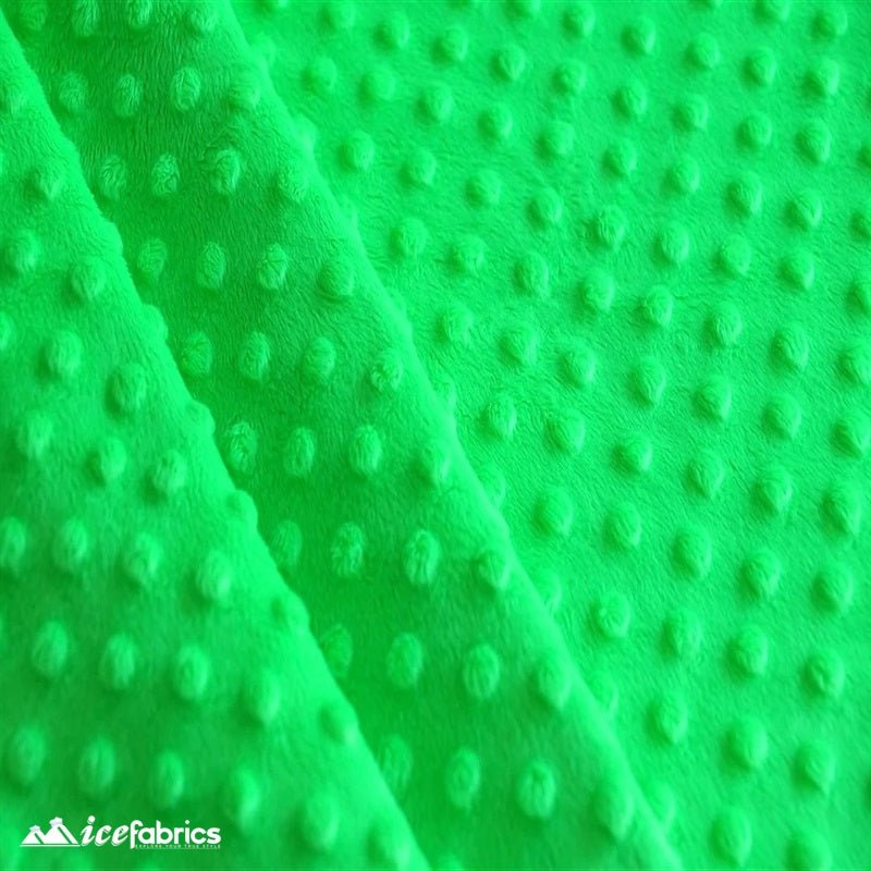 Lime Dot Bubble Minky Fabric by the Yard