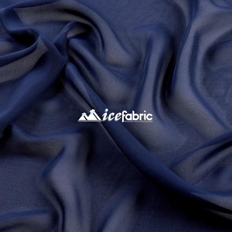 Navy Mia Soft Poly Chiffon Sheer Fabric By The Yard