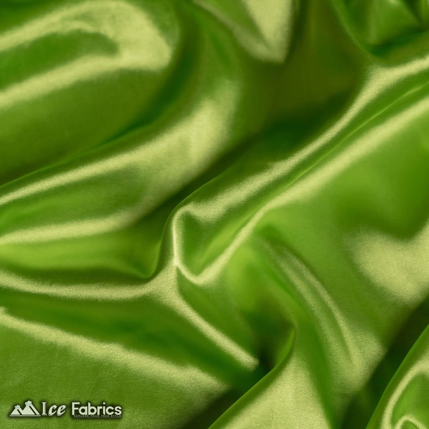 New Shiny Lime Green Charmeuse Stretch Satin FabricICE FABRICSICE FABRICSBy The Yard (60" Wide)New Shiny Lime Green Charmeuse Stretch Satin Fabric