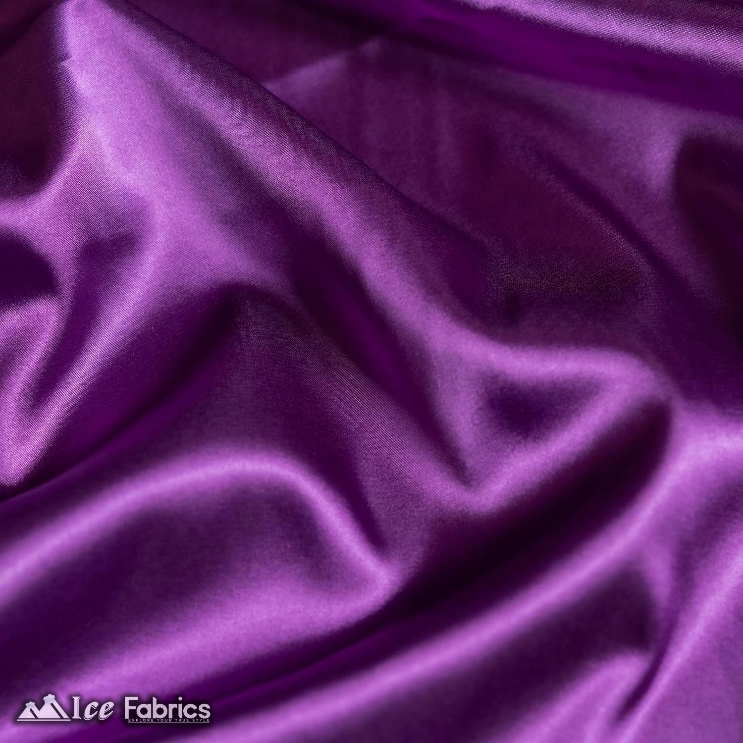 New Shiny Purple Charmeuse Stretch Satin FabricICE FABRICSICE FABRICSBy The Yard (60" Wide)New Shiny Purple Charmeuse Stretch Satin Fabric