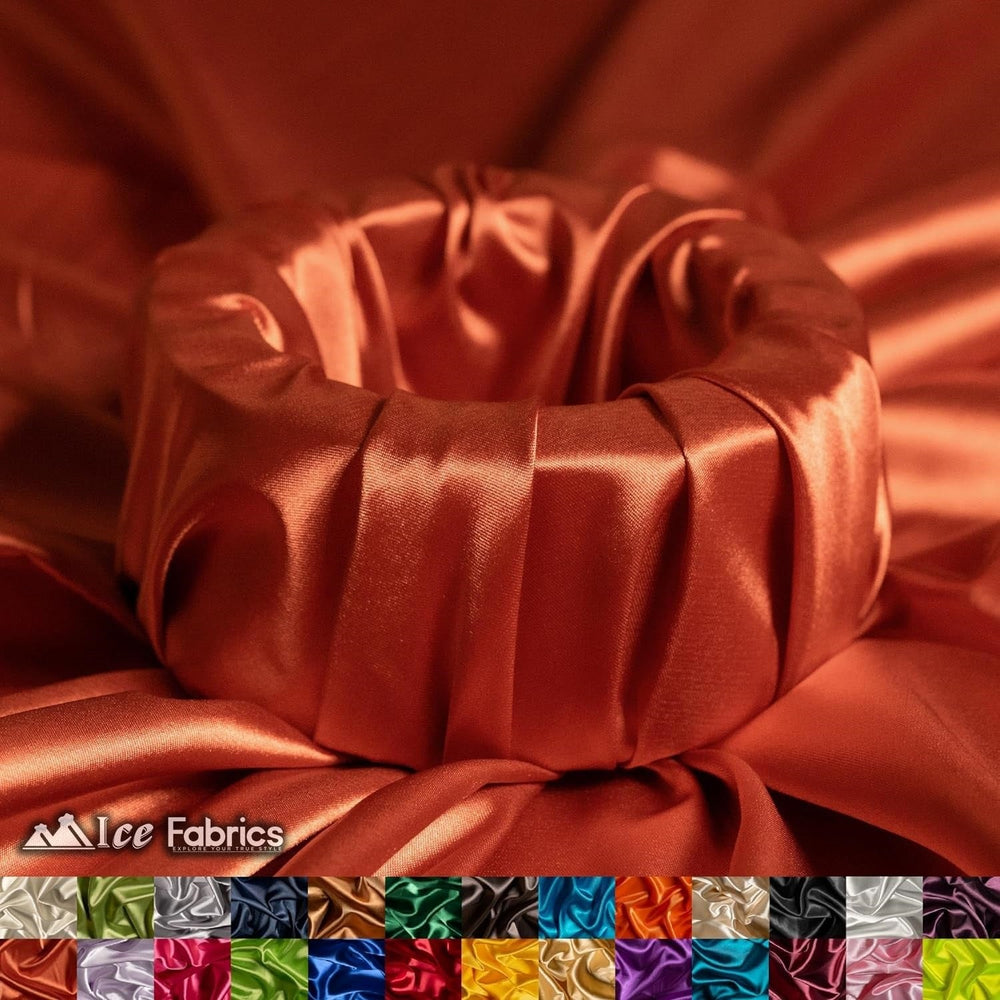 Luxurious New Shiny Rust Charmeuse Stretch Satin Fabric