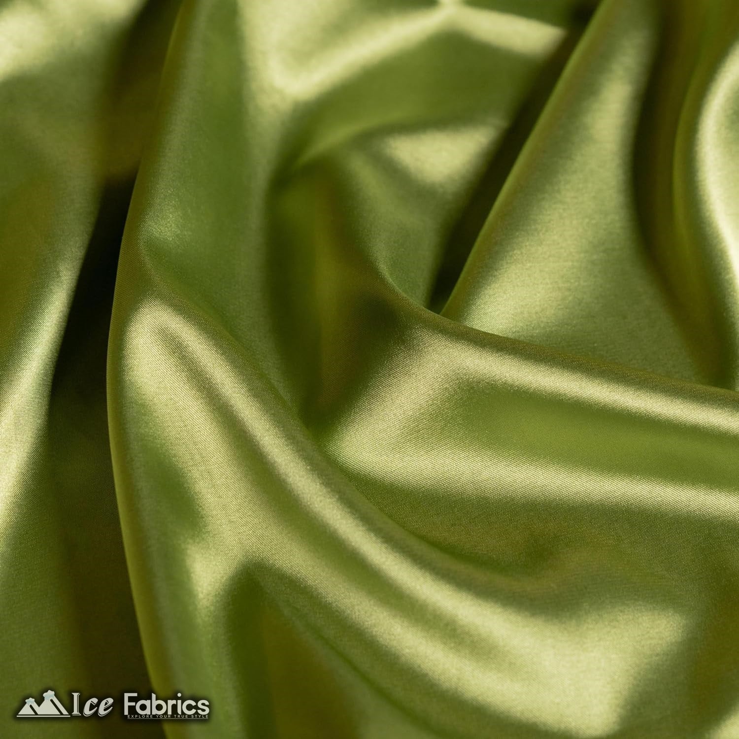New Shiny Sage Green Charmeuse Stretch Satin FabricICE FABRICSICE FABRICSBy The Yard (60" Wide)New Shiny Sage Green Charmeuse Stretch Satin Fabric