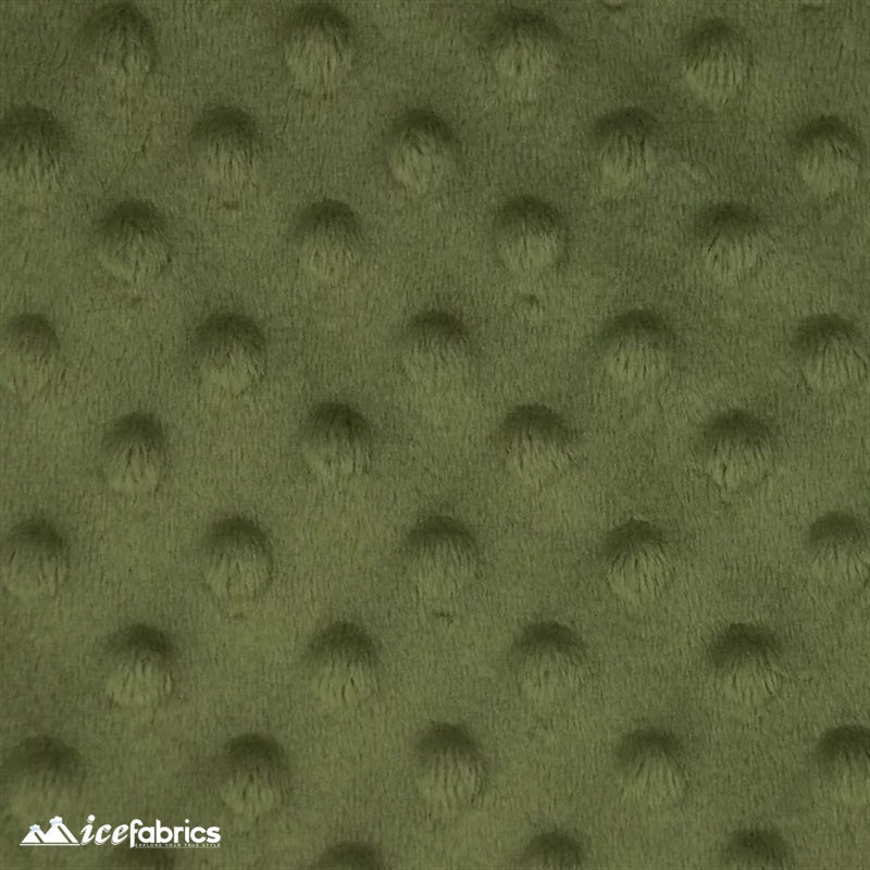 Olive Green Dot Bubble Minky Fabric by the Yard