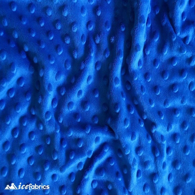 Royal Blue Dot Bubble Minky Fabric by the Yard