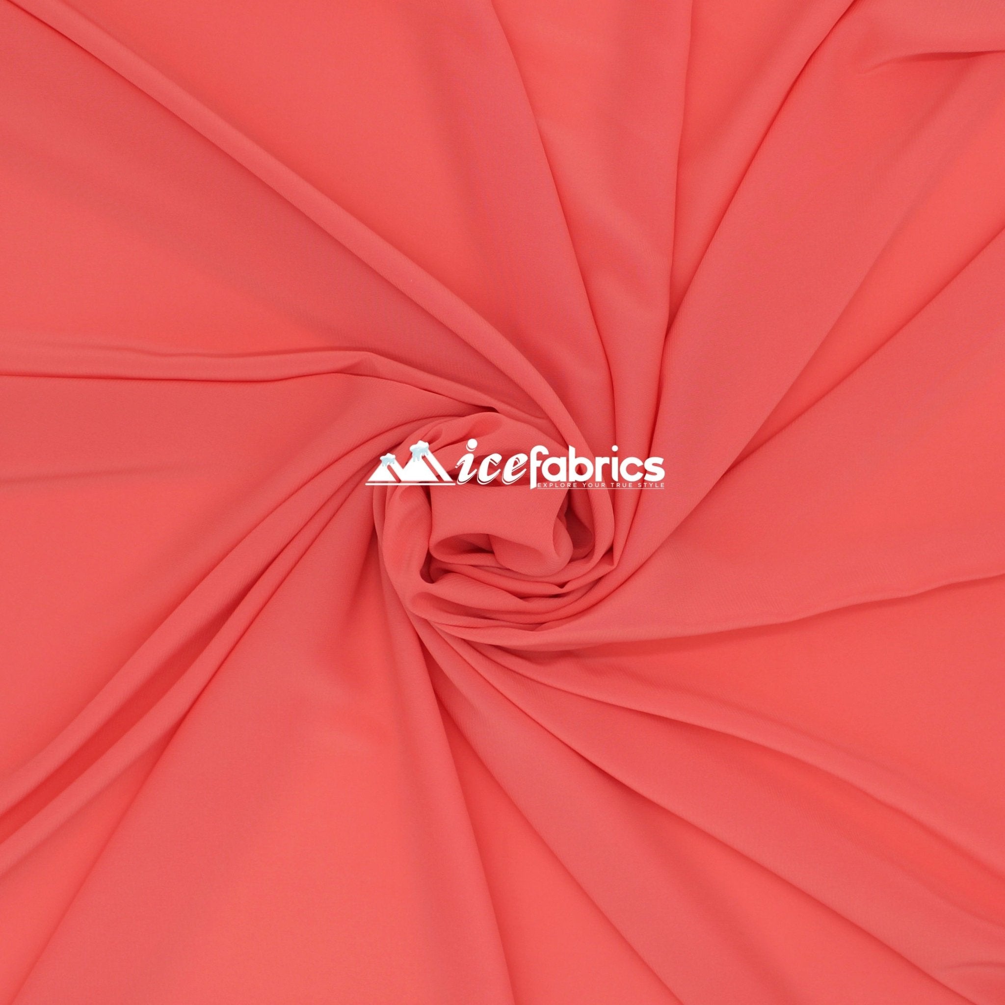 Coral Silky 2 Way Chiffon Sheer Stretch Fabric