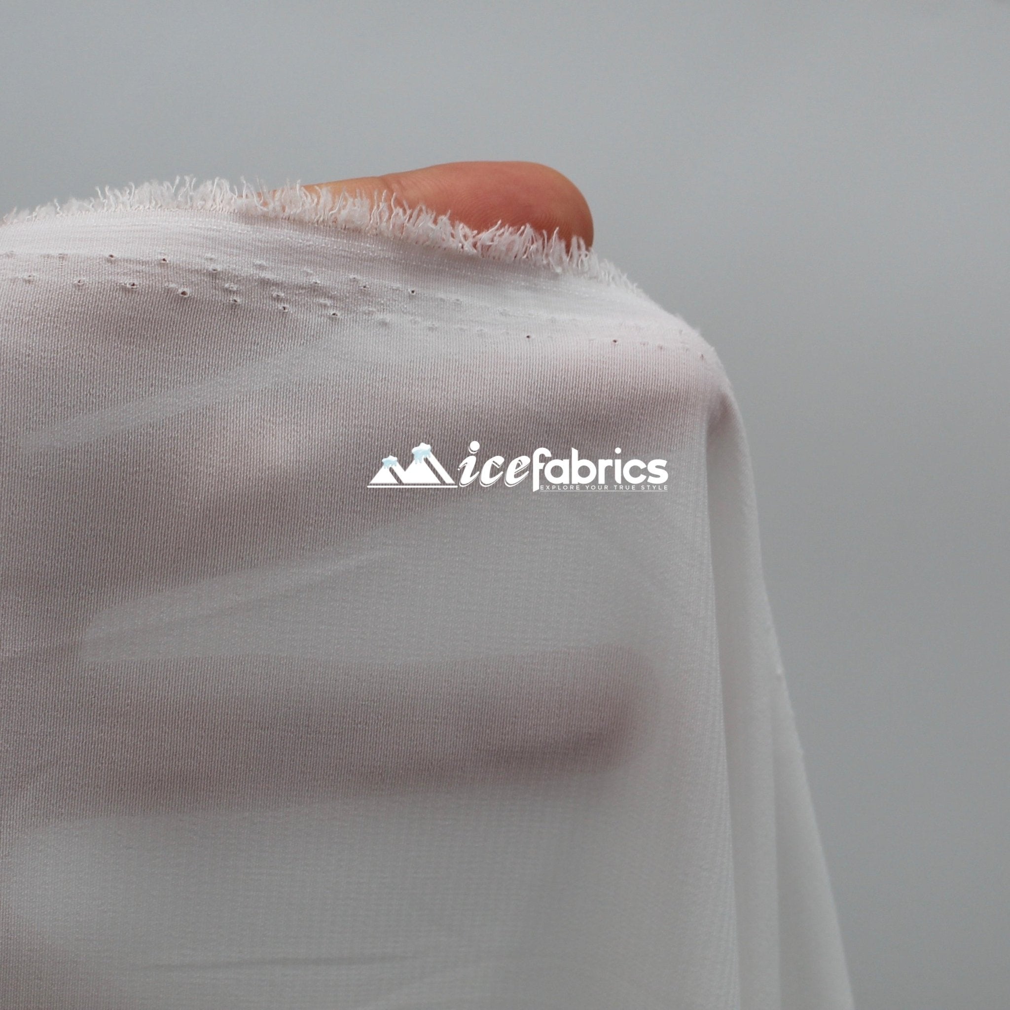 Off White Silky 2 Way Chiffon Sheer Stretch Fabric By The Yard