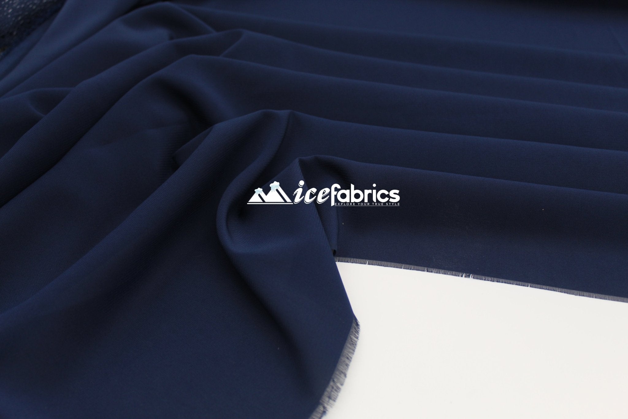 Navy Blue Silky 2 Way Chiffon Sheer Stretch Fabric By The Yard