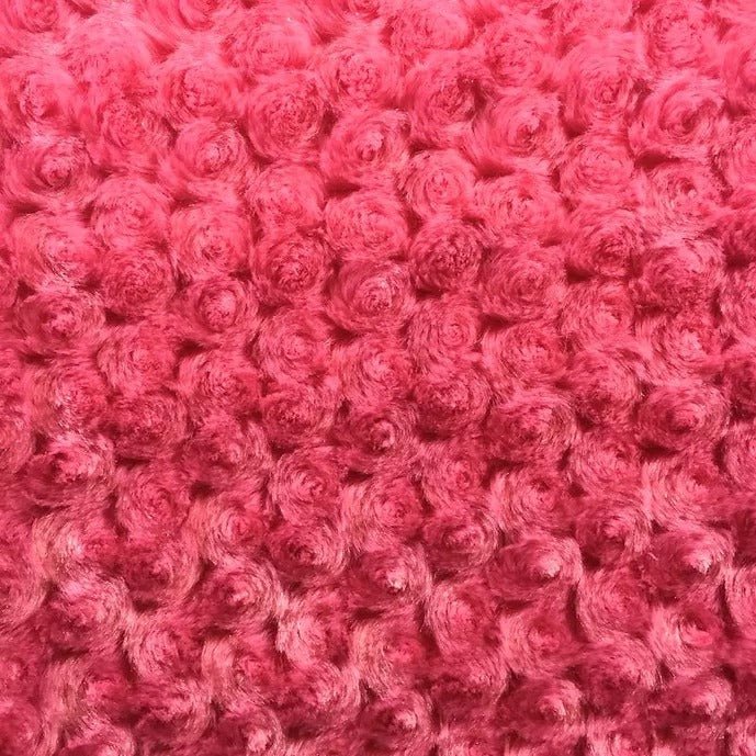 Strawberry Pink Rosebud Minky Fabric by the Yard