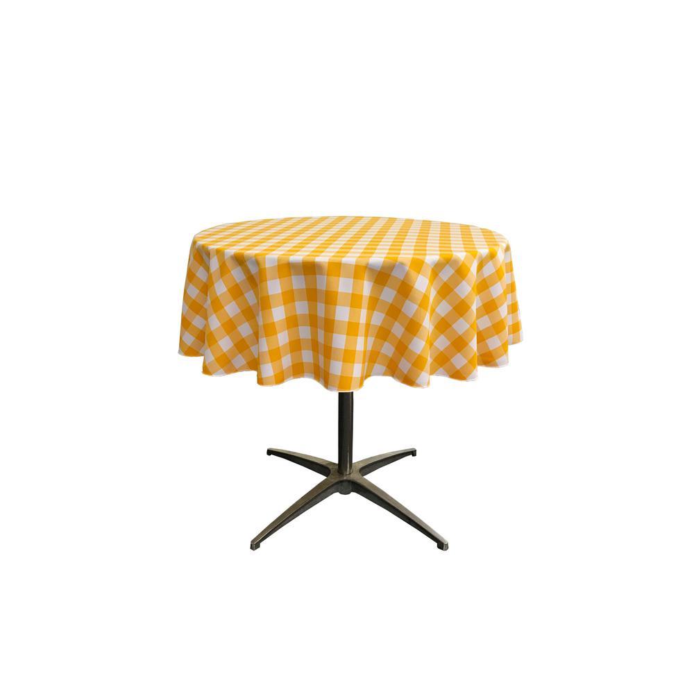 51-inch White Checkered Polyester Round TableclothICEFABRICICE FABRICSDark Yellow151-inch White Checkered Polyester Round Tablecloth ICEFABRIC Dark Yellow
