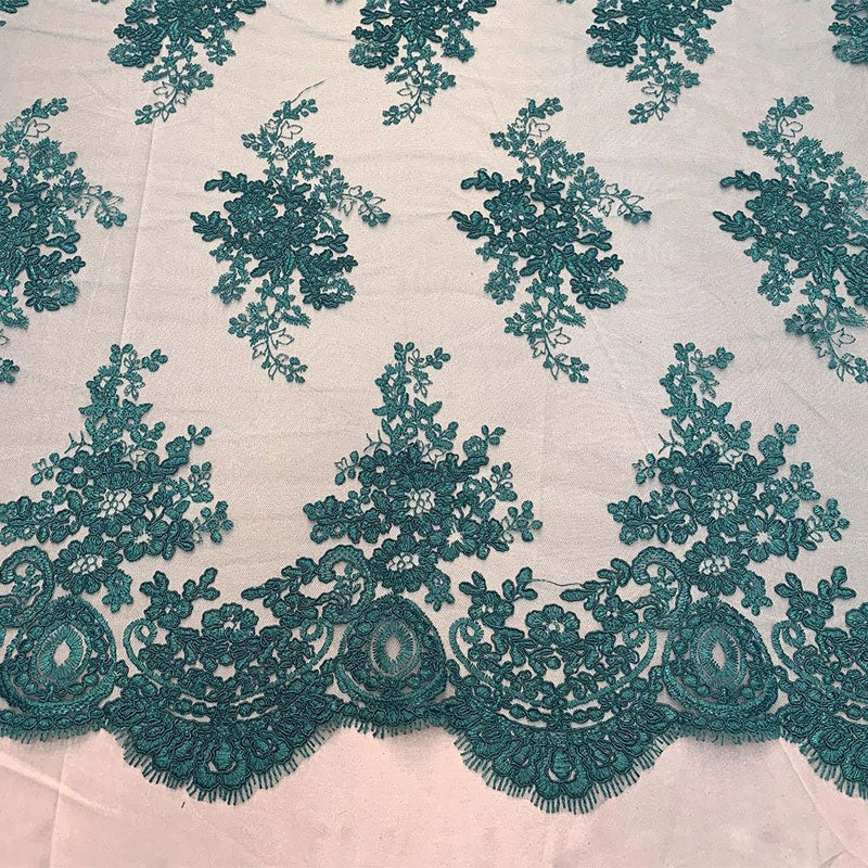 French Design Floral Mesh Lace Embroidery Fabric -ICEFabrics
